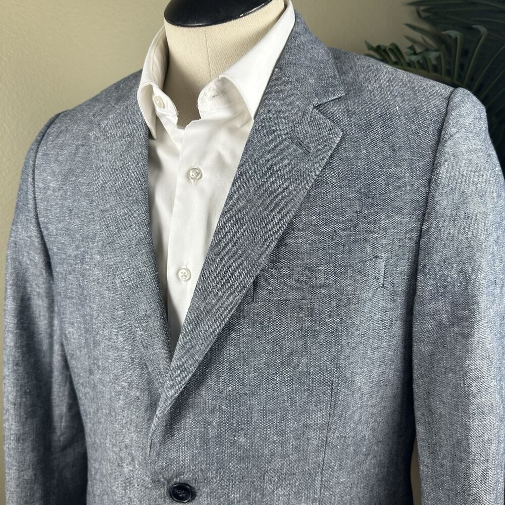 Stafford Sport Coat Men 40R Slate Grey tweed Linen Cotton lightweight